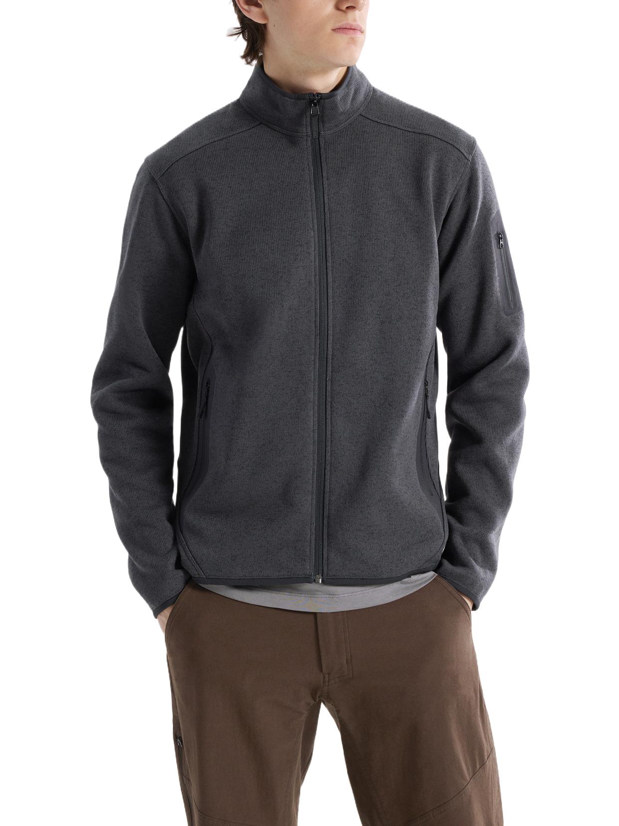 推荐商品：Arc'teryx 防风纯色刺绣全拉链立领抓绒衣 黑灰/Black Heather Ⅱ