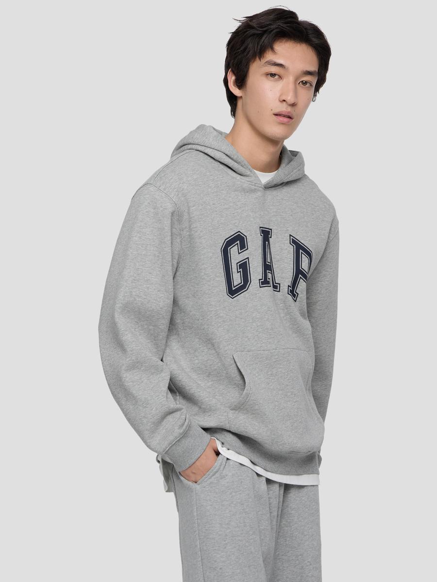 推荐商品：【得物专供】Gap  字母大LOGO抓绒连帽套头卫衣 658648 灰