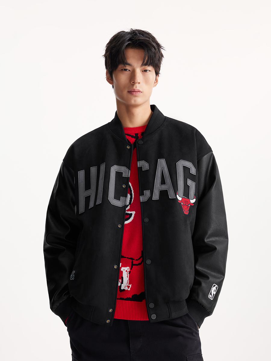 推荐商品：JACK JONES/杰克琼斯 x NBA 联名贴布绣棒球领长袖羽绒服 225312034 黑