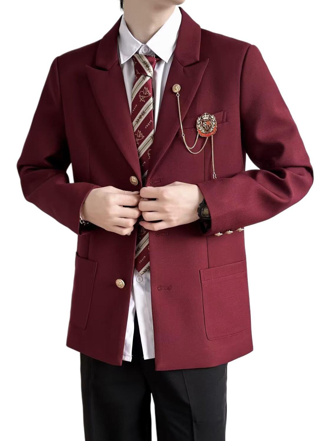 推荐商品：Chisportate 日系学院风垫肩长袖西装 AP2-XZ4763 枣红