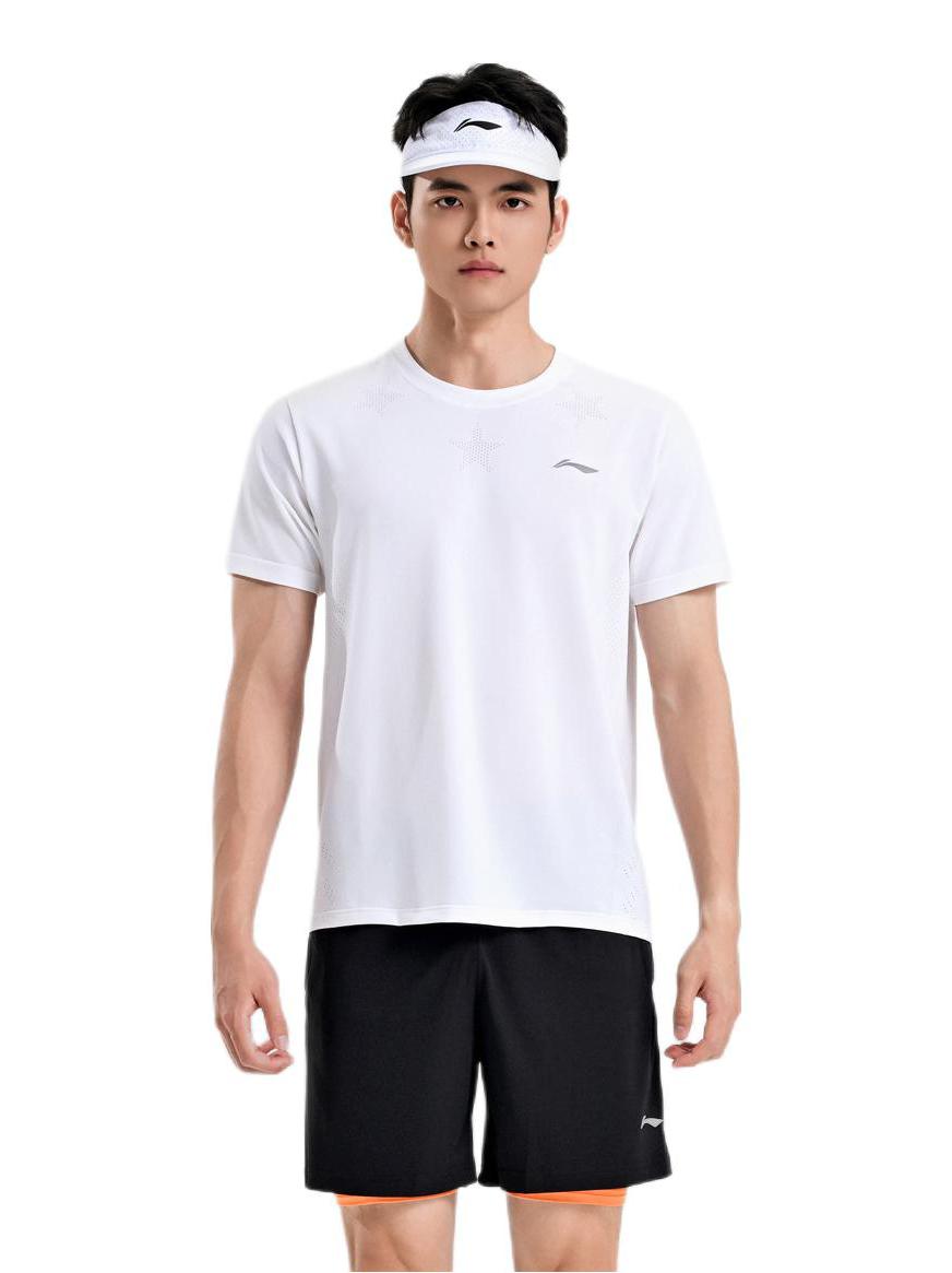 推荐商品：Li Ning/李宁 速干纯色LOGO印花运动套装 AATV071 上装白+下装黑