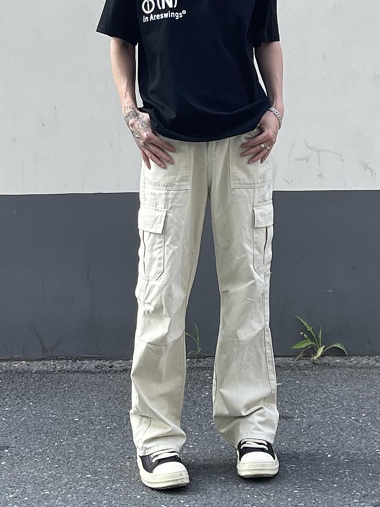 推荐商品：MORii/海岛商店 多口袋褶皱直筒美式机能工装裤 MRXX-A195-HD000 米白