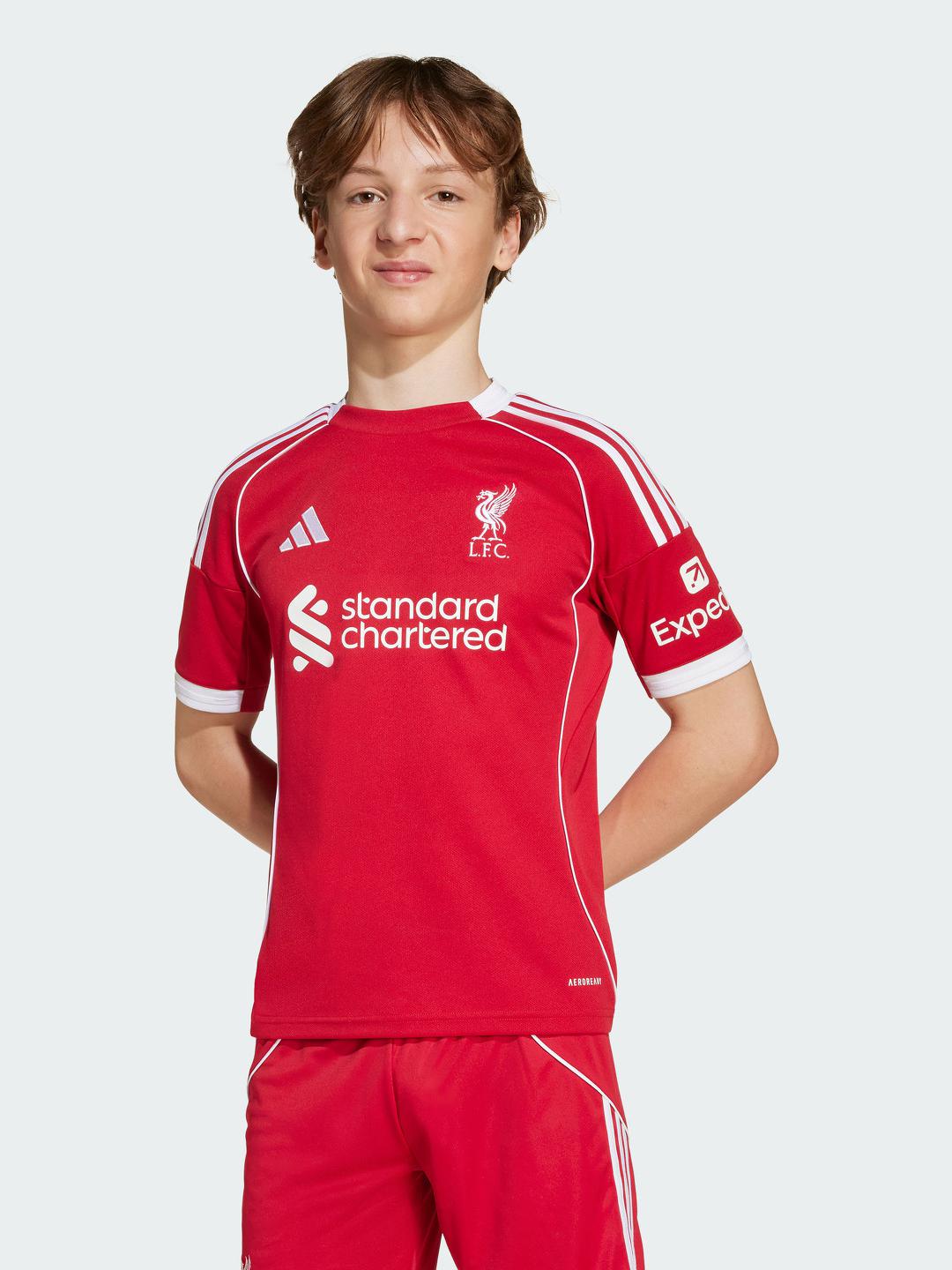 推荐商品：Adidas/阿迪达斯 利物浦俱乐部 圆领修身足球服球衣 25-26/Home/球迷版
