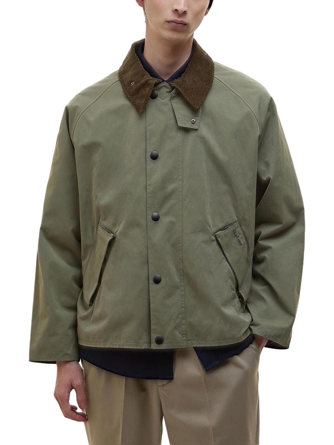推荐商品：Barbour/巴伯尔 灯芯绒衣领拉链单排扣长袖夹克 MCA0931GN51 绿