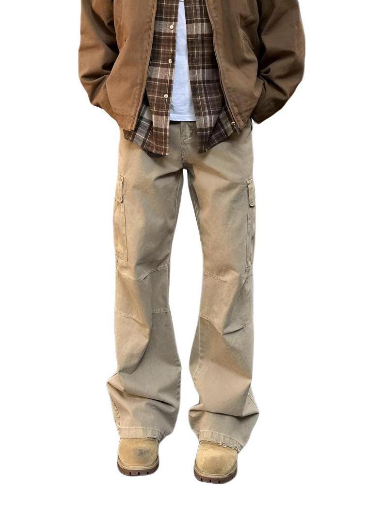 推荐商品：MORii/海岛商店 美式做旧直筒水洗工装裤 MRYJA-PW82952 深卡其
