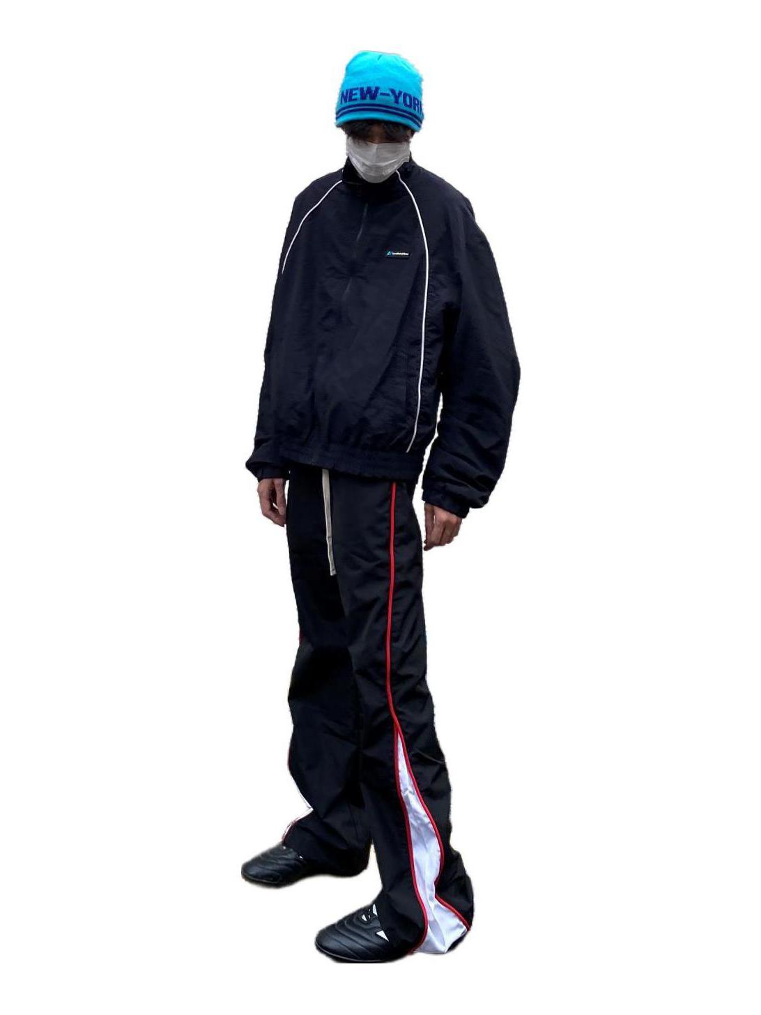 推荐商品：传奇商行 微喇条纹系带休闲长裤 基础色