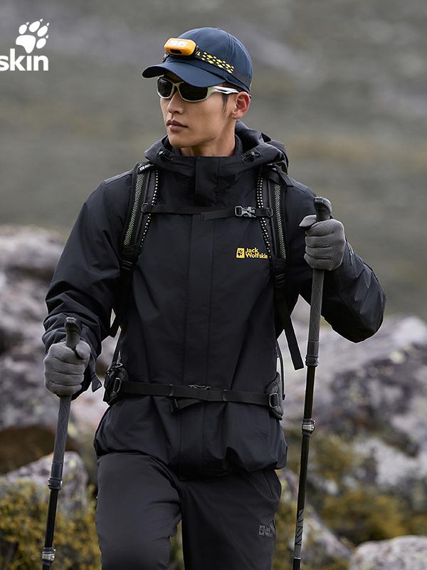 推荐商品：Jack Wolfskin CRUSH'IN 户外防风防水防寒保暖透气摇粒绒三合一冲锋衣 5012776 黑/抓绒内胆
