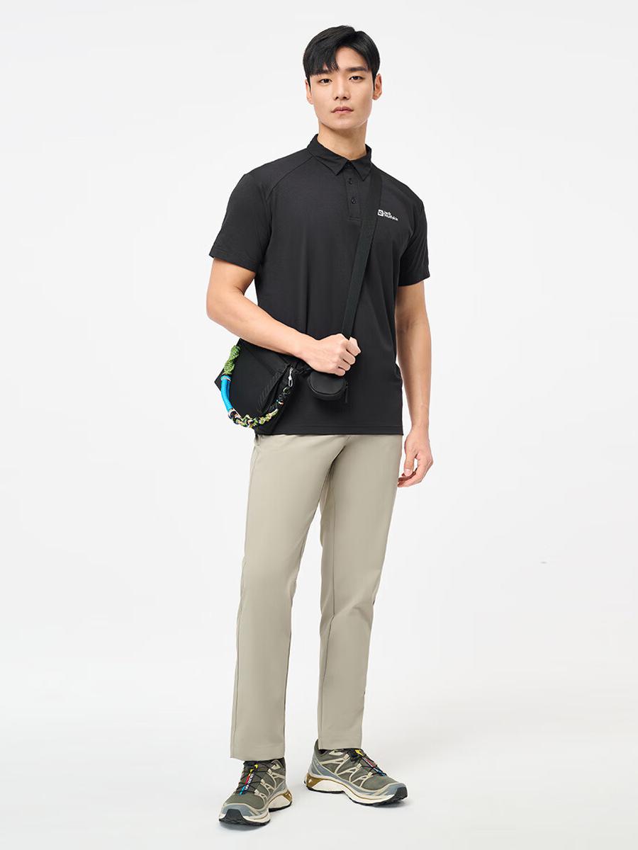 推荐商品：Jack Wolfskin 透气户外吸湿快干翻领短袖Polo衫 5823331 深灰