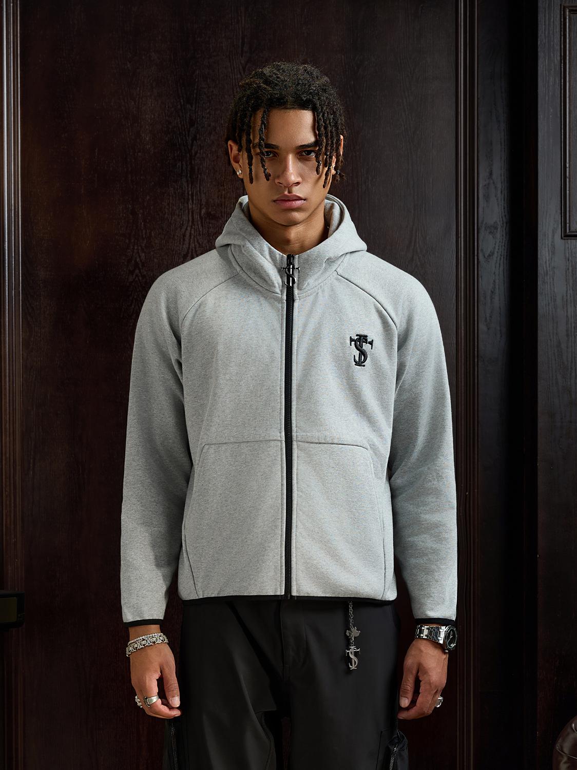 推荐商品：【张桂源同款】Small Town Kid 风行者开衫拉链连帽插肩袖卫衣 STK243107 花灰