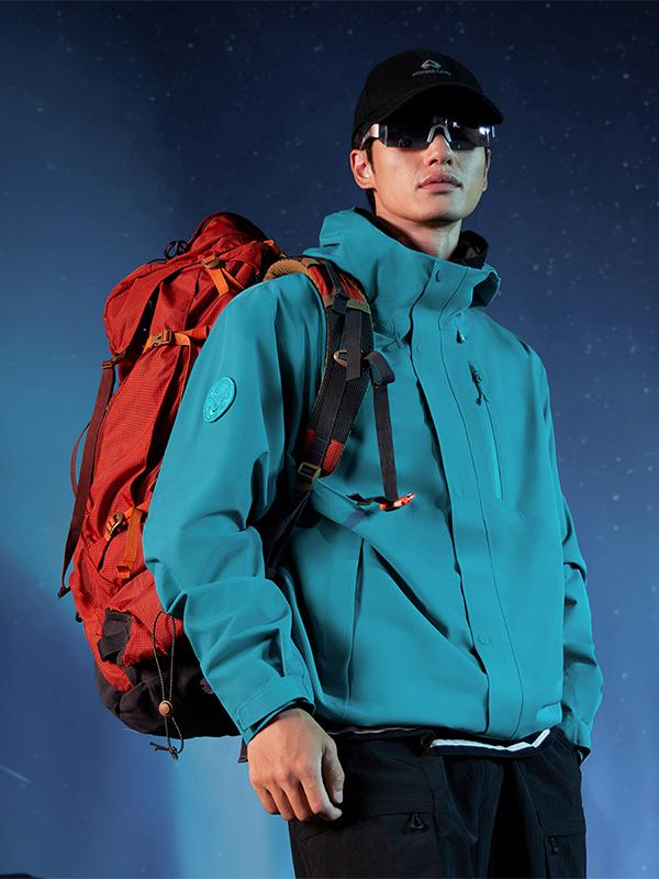 拓路者 2025SS 青鸟系列小个子进藏单冲无缝压胶可拆卸三合一羽绒内胆防水防风防暴雨鹅绒内胆透气无内胆耐磨硬壳抓绒内胆防雨连帽立领冲锋衣 XHW523099 松石蓝/单冲/男款