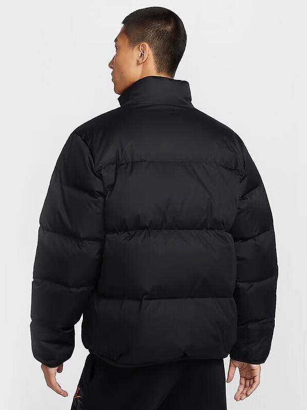 Nike 2025AW Sportswear 拉链立领印花防风加绒厚款加厚梭织棉羽拒水防寒鸭绒防泼水长袖羽绒服 IB2976 黑/白