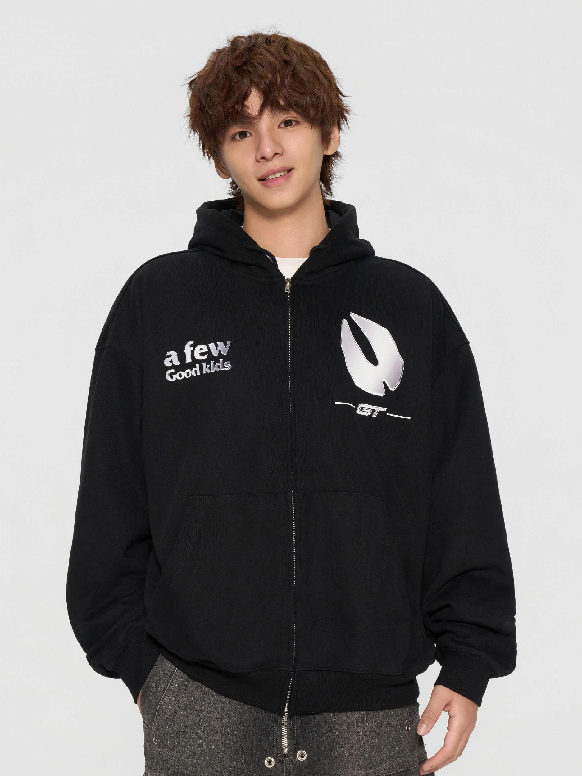 推荐商品：【马思唯同款】AFGK x 乐透人生GT 联名加绒拉链套头连帽长袖卫衣 AFP105 曜石黑