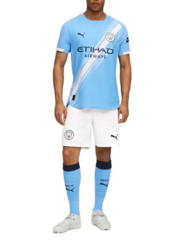 推荐商品：Puma/彪马 MCFCHome系列吸湿字母圆领短袖足球服 浅蓝