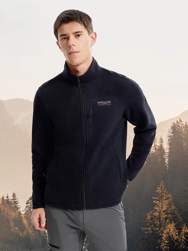 推荐商品：Northland/诺诗兰 防风透气抑菌抓绒衣 NFTFT5581E 纯黑