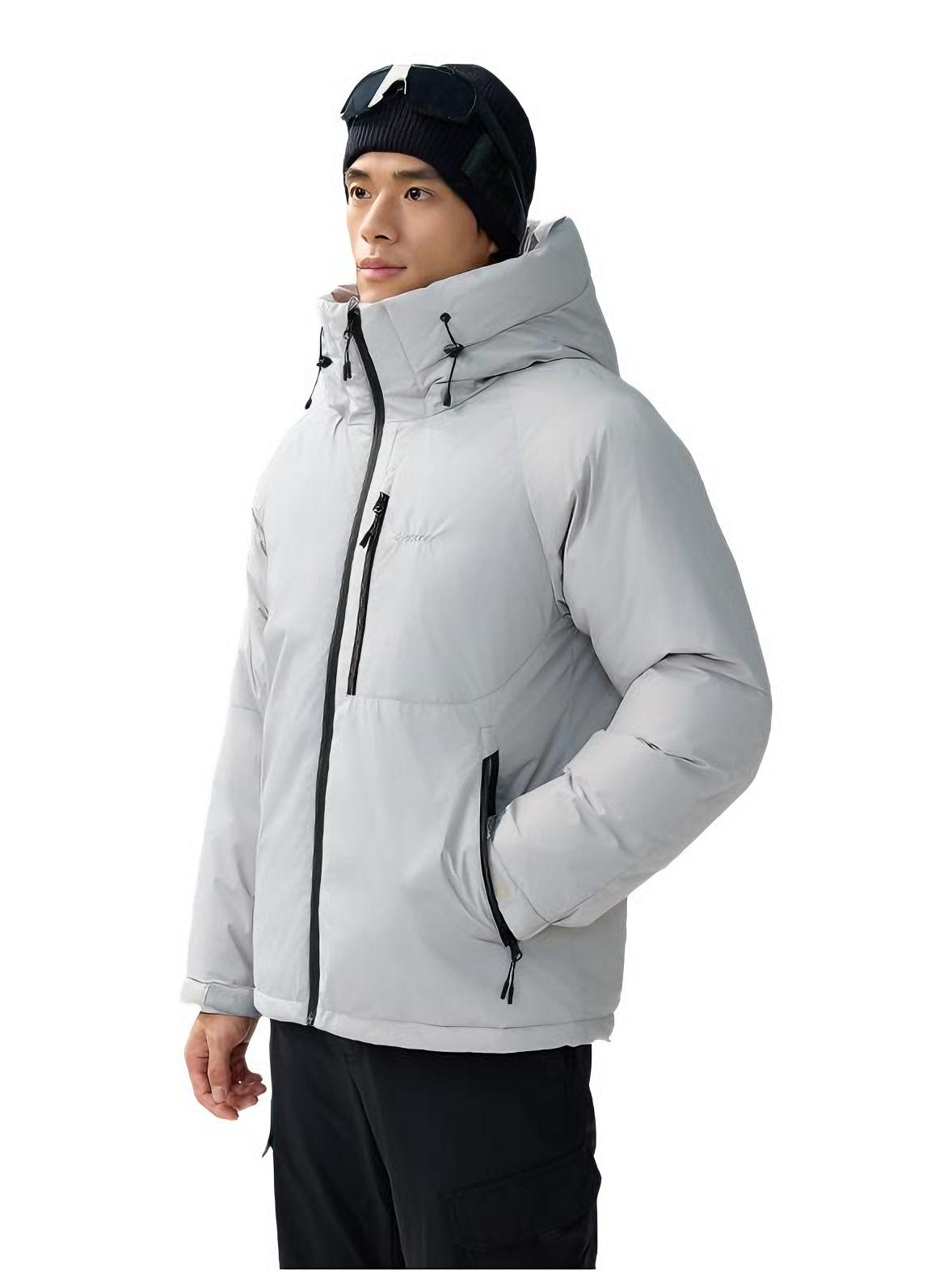 推荐商品：君羽 加厚保暖防风连帽白鹅绒羽绒服 SE62093 薄暮灰
