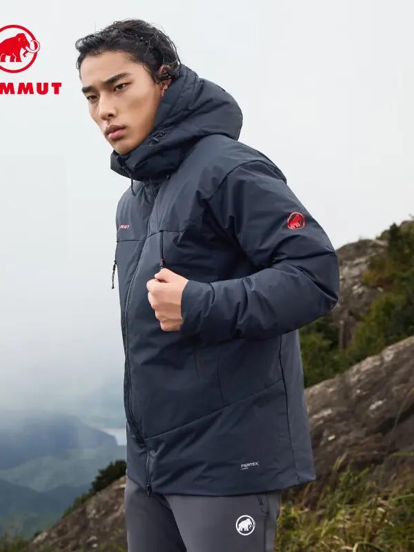 推荐商品：MAMMUT/猛犸象 Clion 防风防泼水保暖短款软壳连帽羽绒服 1011-01992 黑