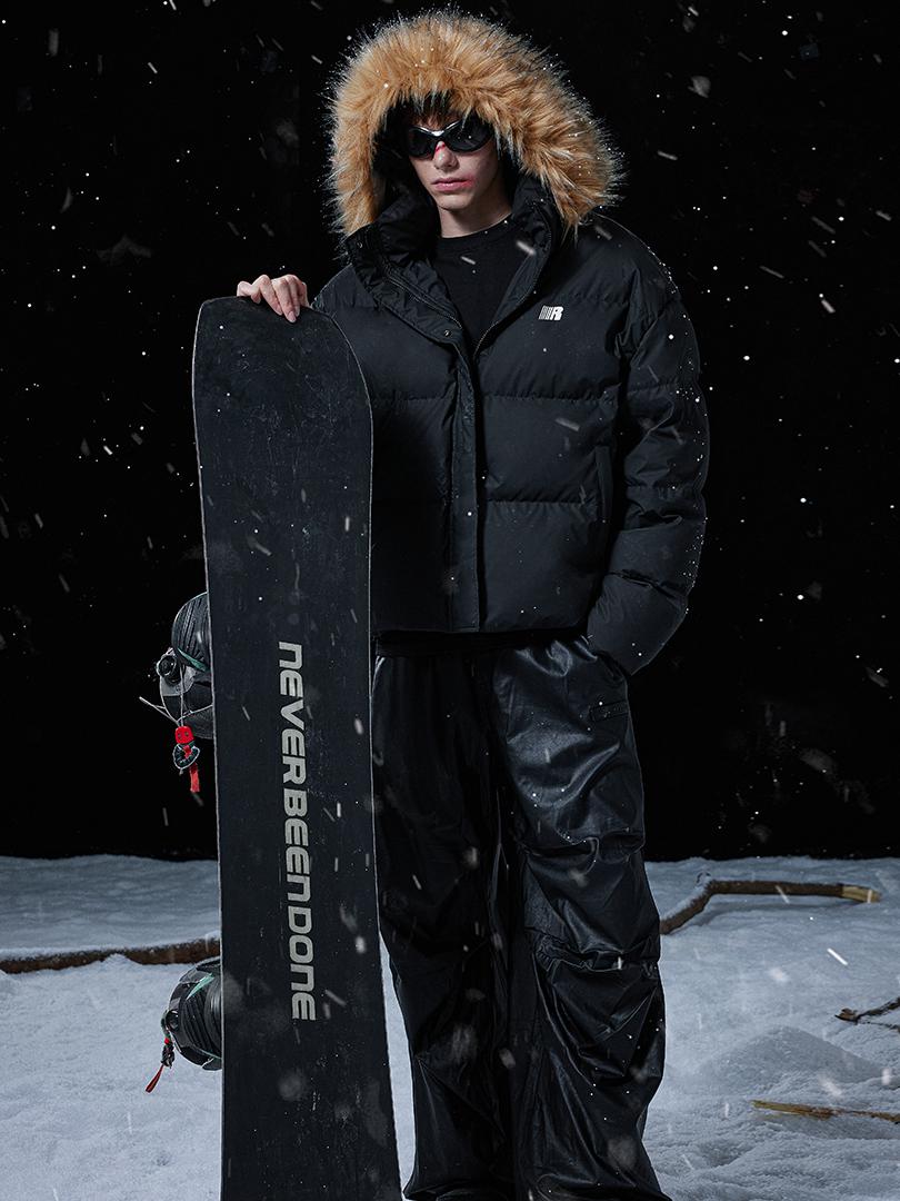 推荐商品：【张钰同款】FDR  R字系列美式连帽可拆卸加厚毛领保暖羽绒服 男女同款 R6013 黑 