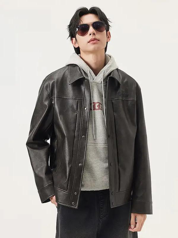 推荐商品：GXG.JEANS 复古美式pu皮夹克 J25D213066 黑