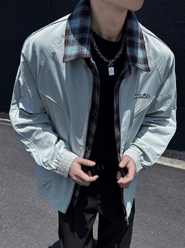 推荐商品：GRAMICA 拼接假两件保暖亲肤长袖夹克 GF05 雾蓝