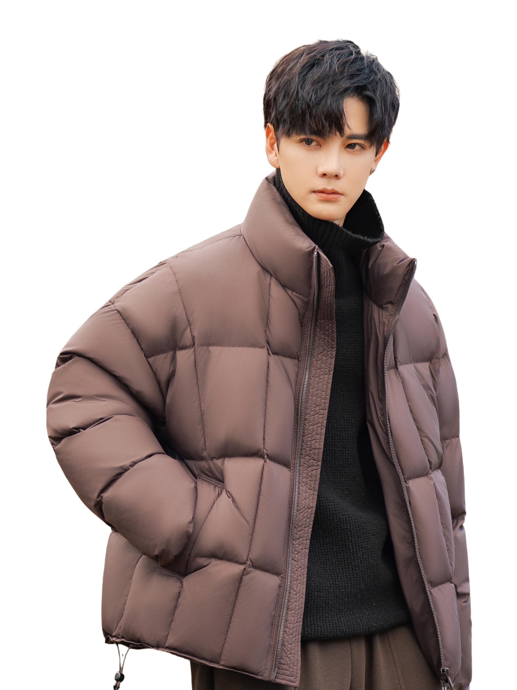 推荐商品：YINNPULL/鹰普 保暖亲肤加厚立领长袖羽绒服 HBY-59119 咖