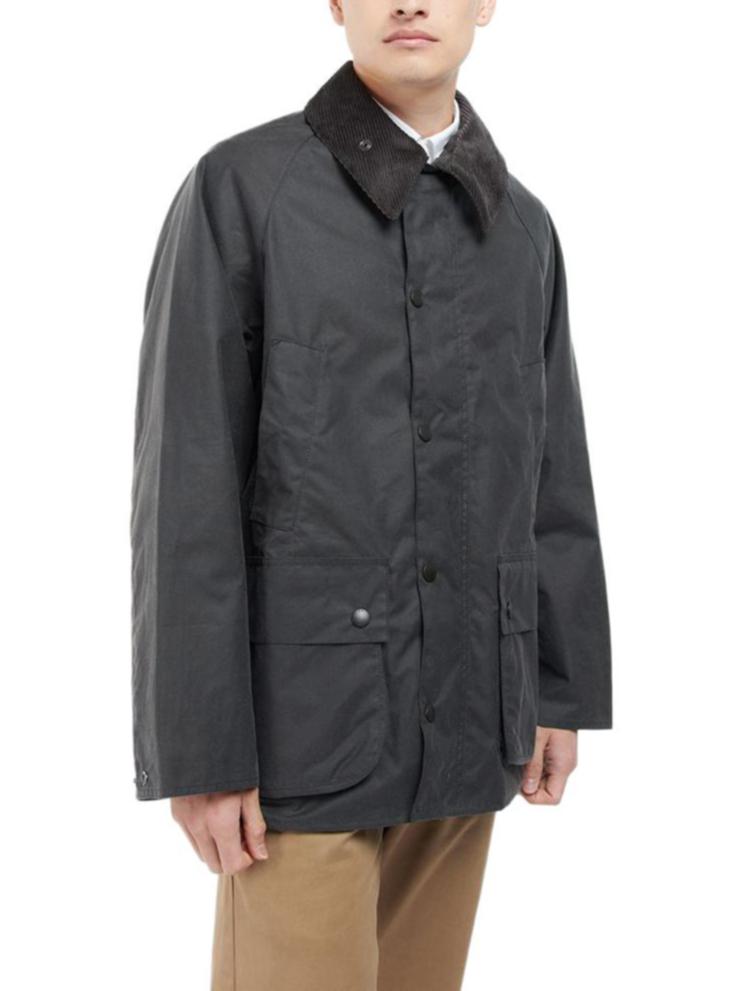 推荐商品：【马思纯同款】Barbour/巴伯尔 纯色灯芯绒立领打蜡棉夹克 MWX1679 灰