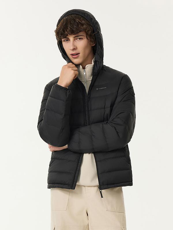 推荐商品：坦博尔 轻薄短款连帽保暖羽绒服 TA5330259D 黑