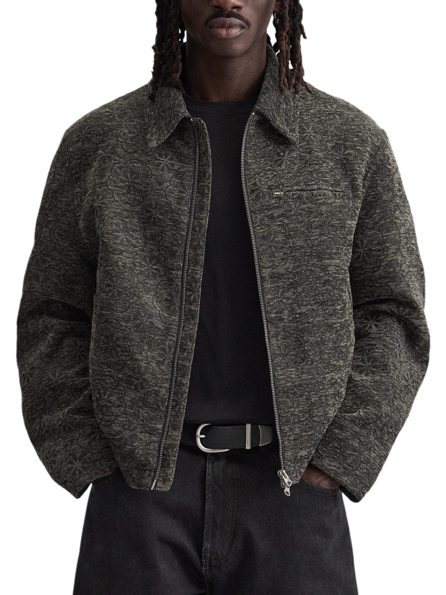 推荐商品：ZARA 提花翻领拉链长袖夹克 0828133 煤灰