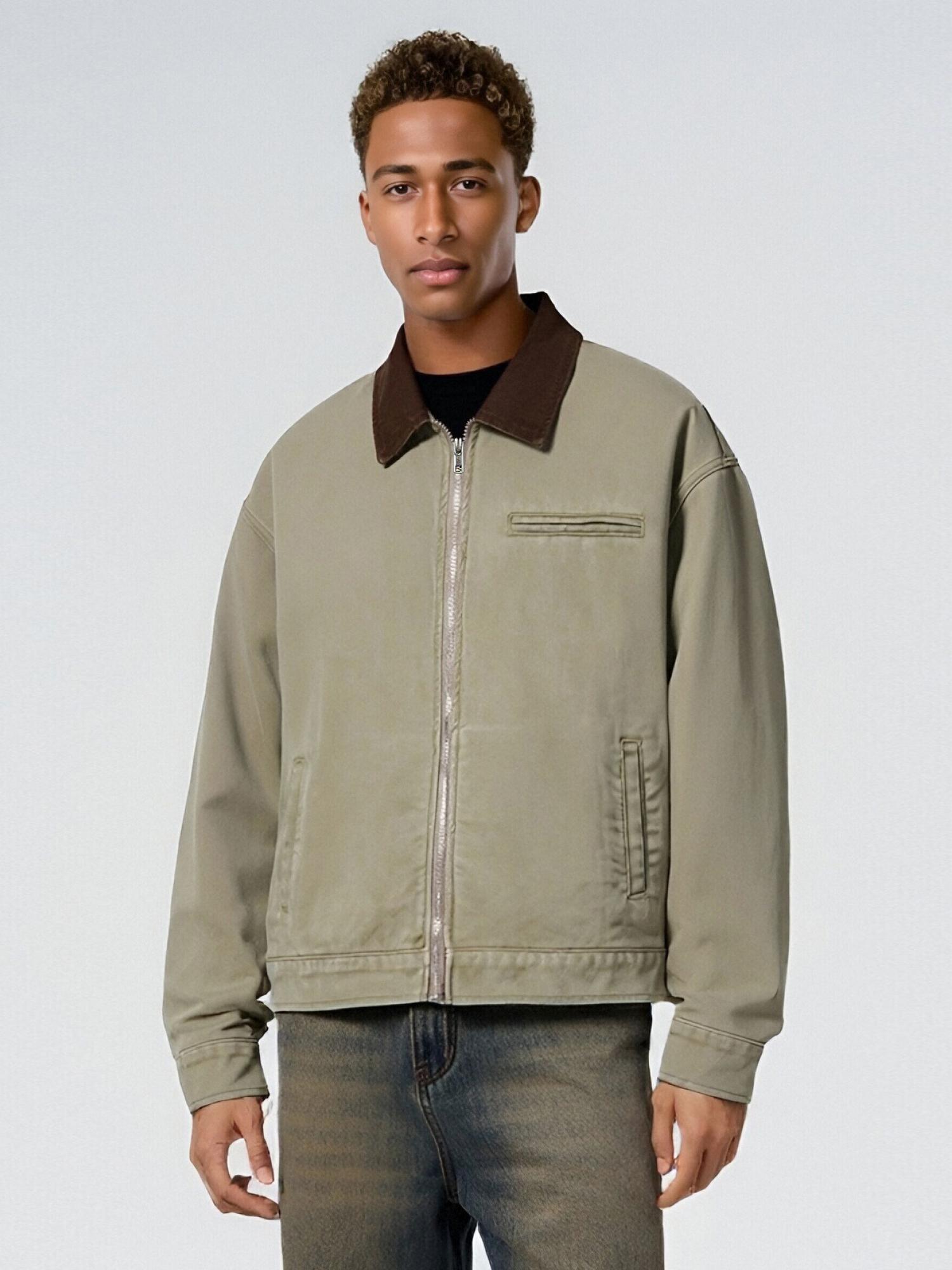 推荐商品：BD健美站 做旧工装水洗长袖夹克 BD25C418CM 烟草绿