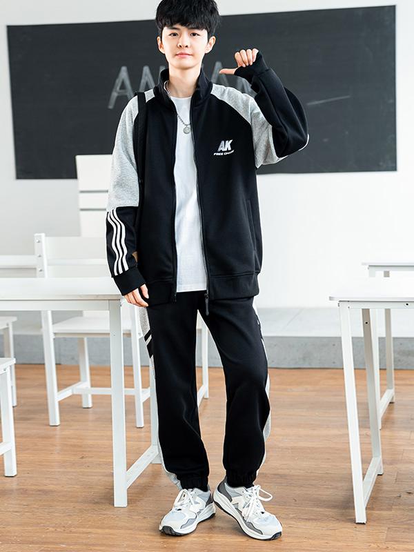 推荐商品：ANISAN/阿尼三 亚版美版韩版系带拉链长袖运动套装 438011 黑