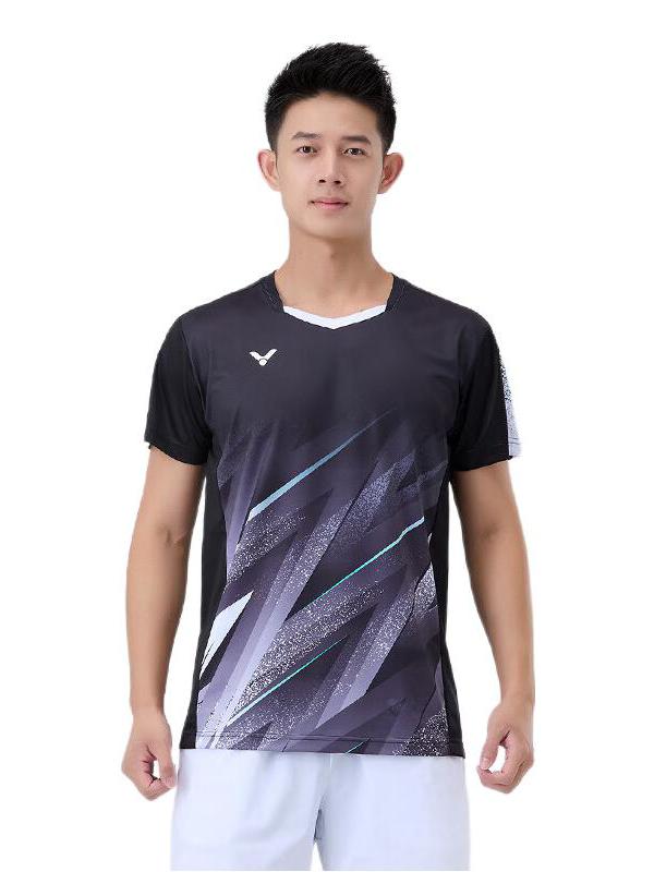 推荐商品：VICTOR/威克多 吸汗透气套头短袖羽毛球服 T-60009 黑