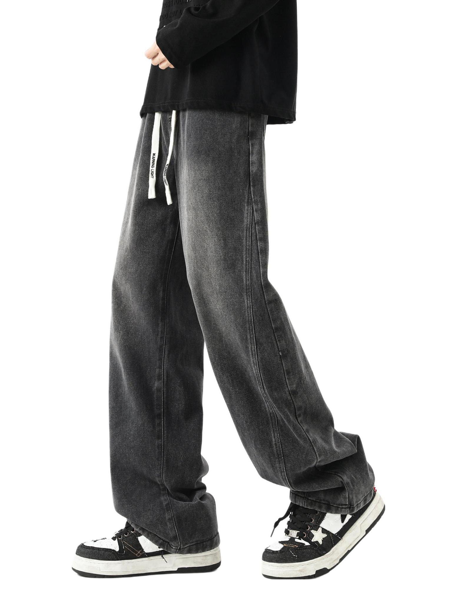 推荐商品：WARNING LIGHT 水洗弹力柔软直筒牛仔裤 Hz-XJW-302A-2-J917-KZ555 黑灰