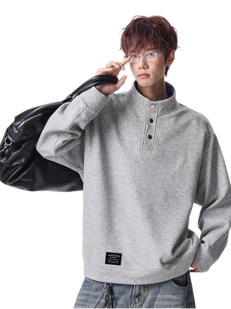 推荐商品：徐太浪 2026SS 假两件亨利领亲肤套头长袖卫衣 AL-W6061-AL342 灰