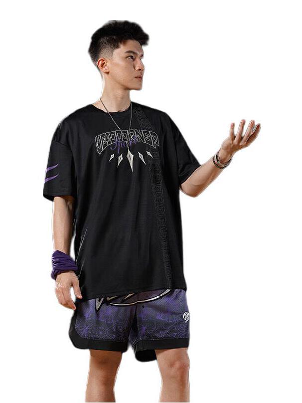 推荐商品：Veidoorn/维动 黑豹系列透气速干吸湿短袖篮球服 黑