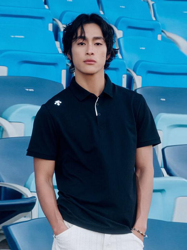 推荐商品：DESCENTE/迪桑特 直筒合身亲肤短袖Polo衫 SR123UPS11 黑