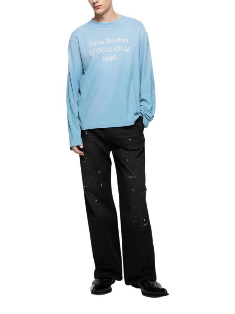 推荐商品：Acne Studios 2026SS 1996系列直筒插肩袖字母数字合身长袖T恤 ACN-SS26 浅蓝