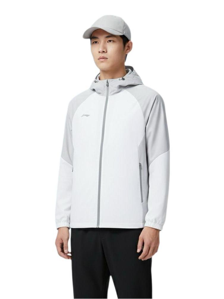 推荐商品：Li Ning/李宁 2026SS 团购系列防泼水拉链连帽长袖风衣 AFDW809 白垩灰/静灰