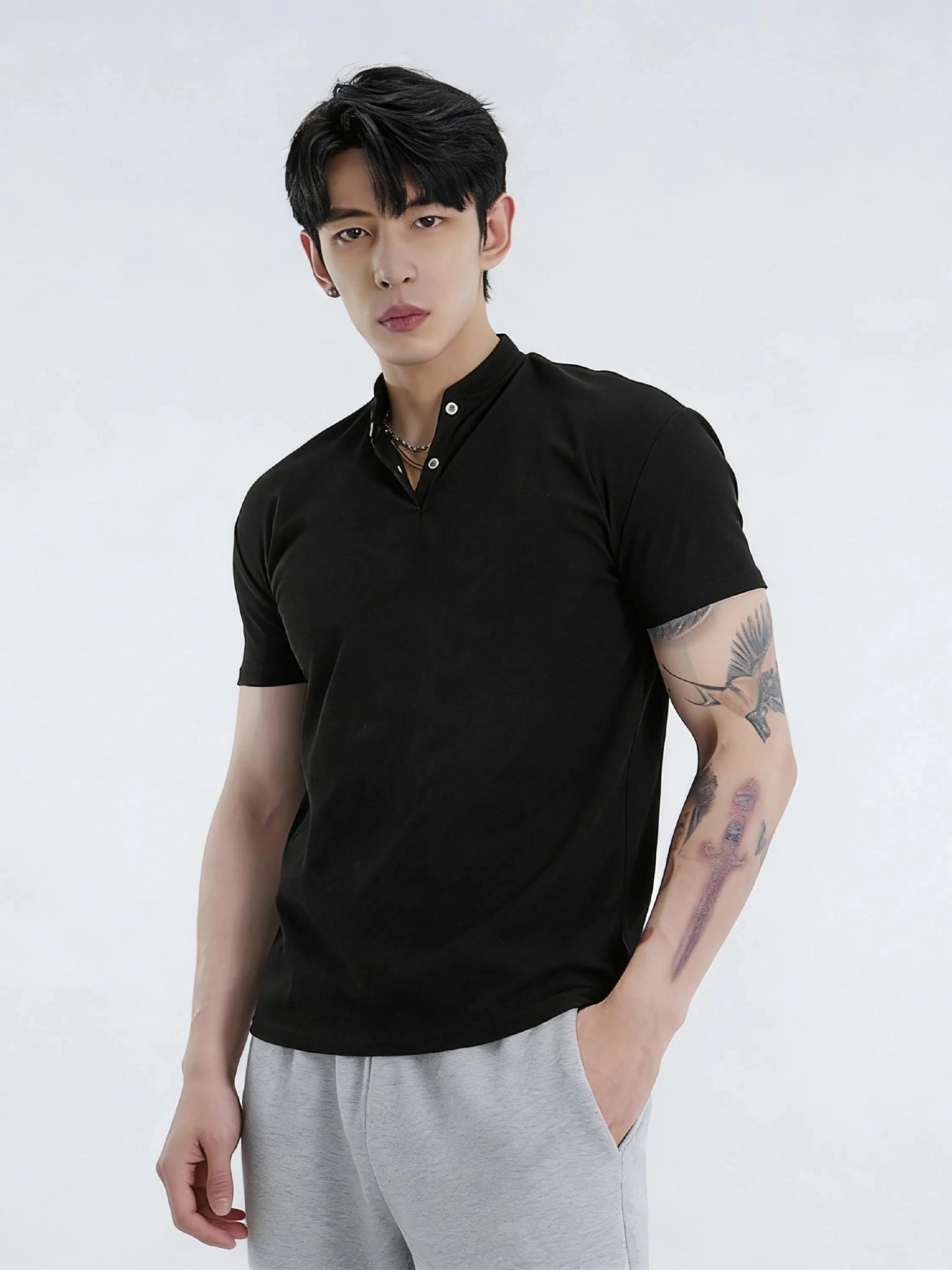 推荐商品：NINEDAO/玖岛 2026SS 透气美式复古短袖Polo衫 JD1-TXS-7706 黑