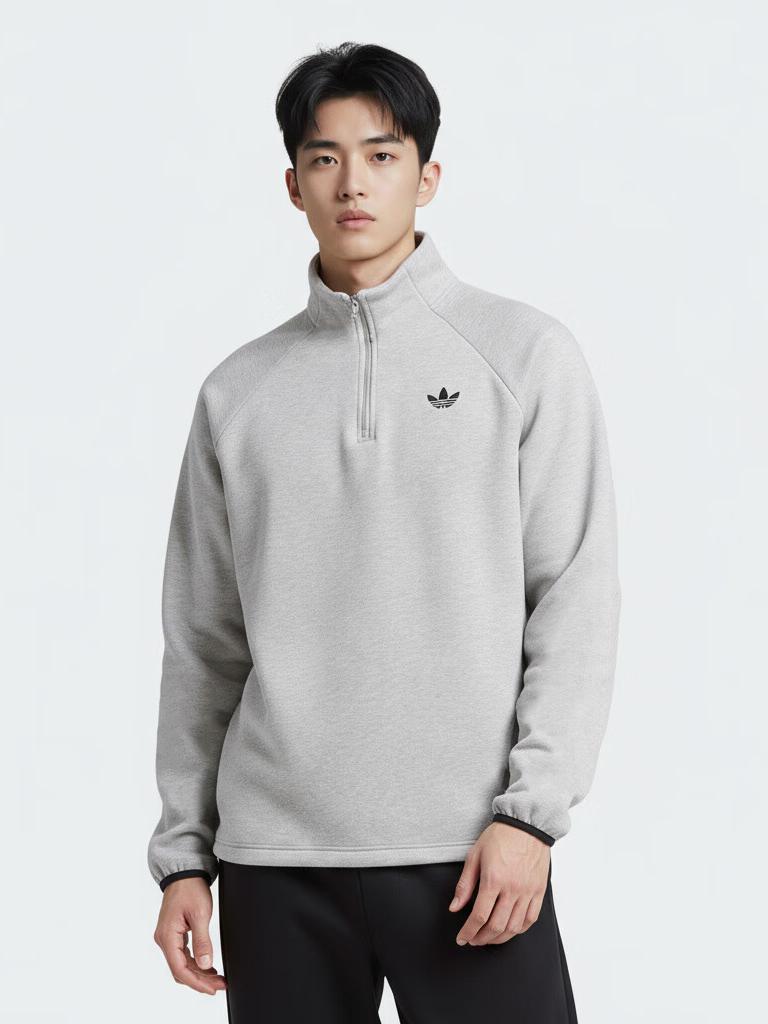推荐商品：adidas Originals/三叶草 Spacer Drill Top套头插肩袖立领长袖卫衣 JX1508 灰