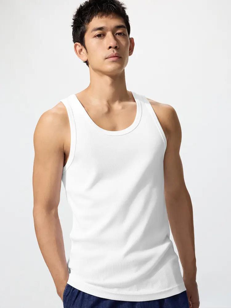 推荐商品：UNIQLO/优衣库 罗纹圆领透气背心 482759 白