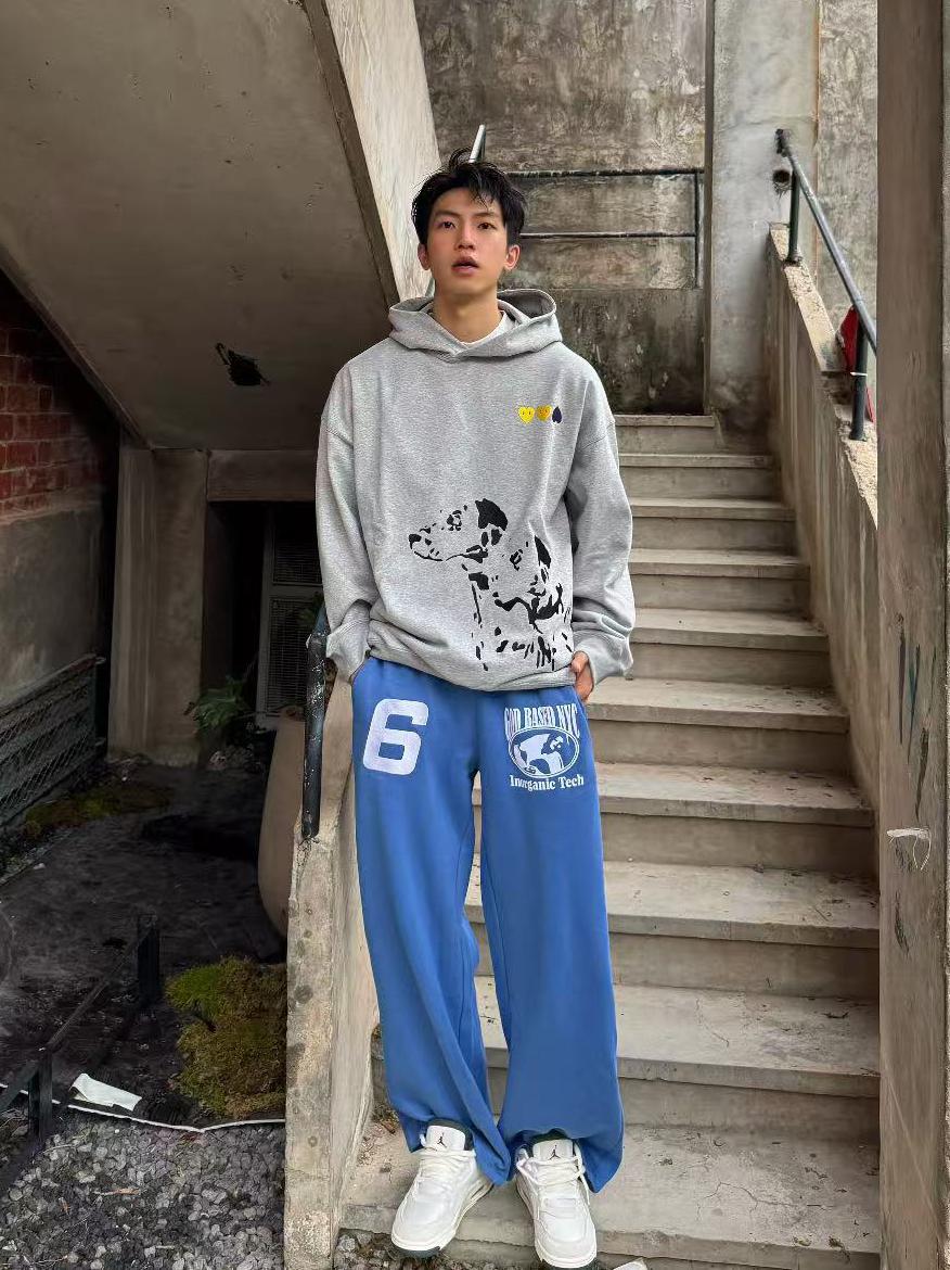 推荐商品：DAND 2026SS 直筒廓形刺绣印花运动长裤 FF-611-3-BKW38 蓝