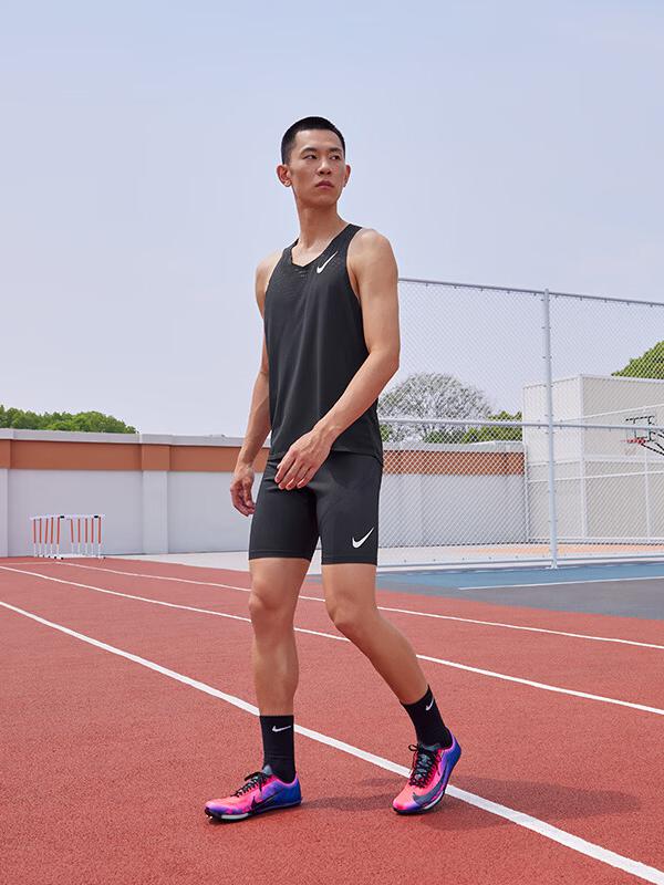 推荐商品：Nike/耐克 Dri Fit ADV logo田径精英条纹印花抽绳速干修身高弹紧身裤 FN3370 黑