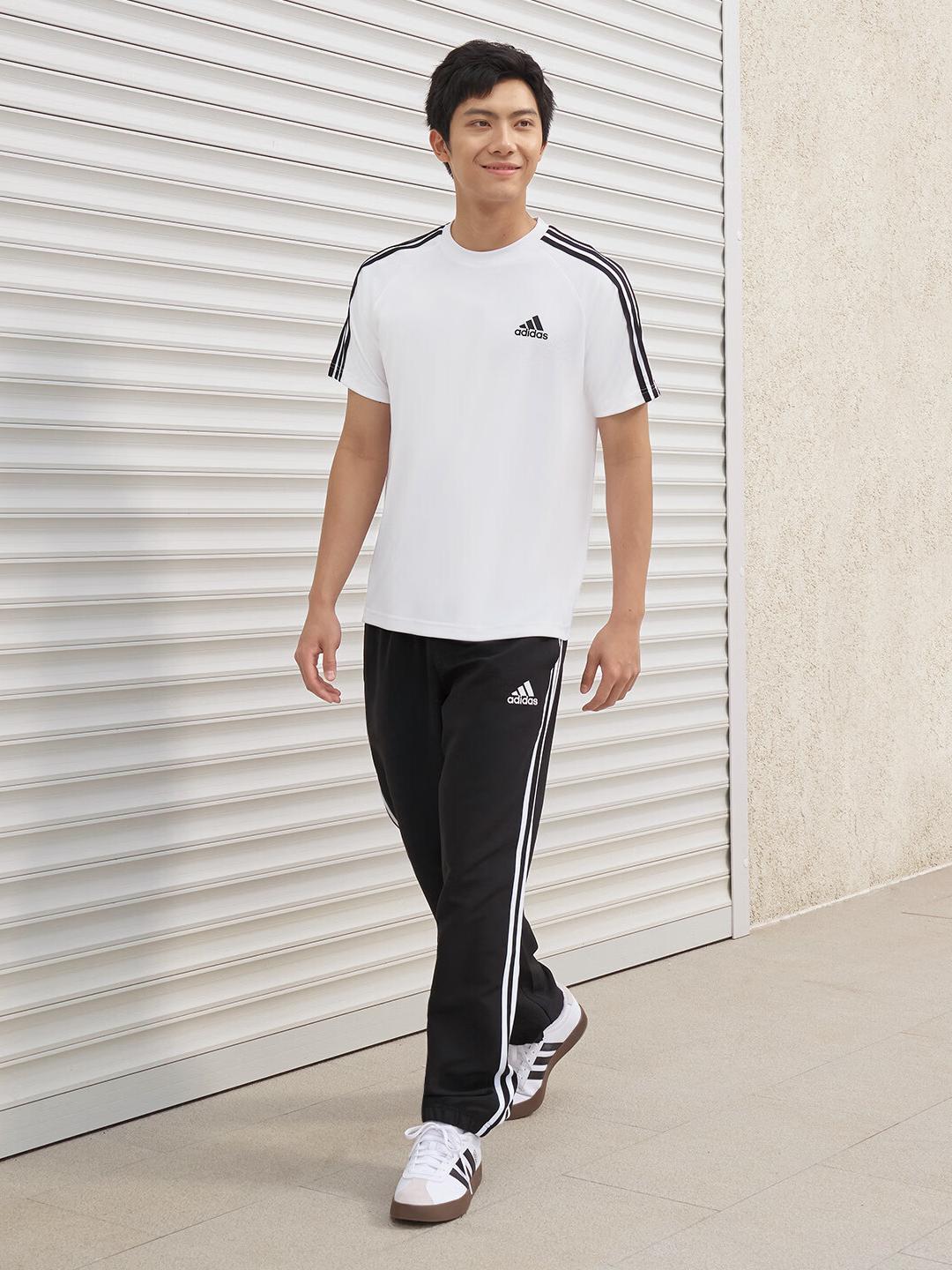 推荐商品：Adidas/阿迪达斯 2026SS 套头条纹圆领短袖T恤 KU3918 KU3920 白