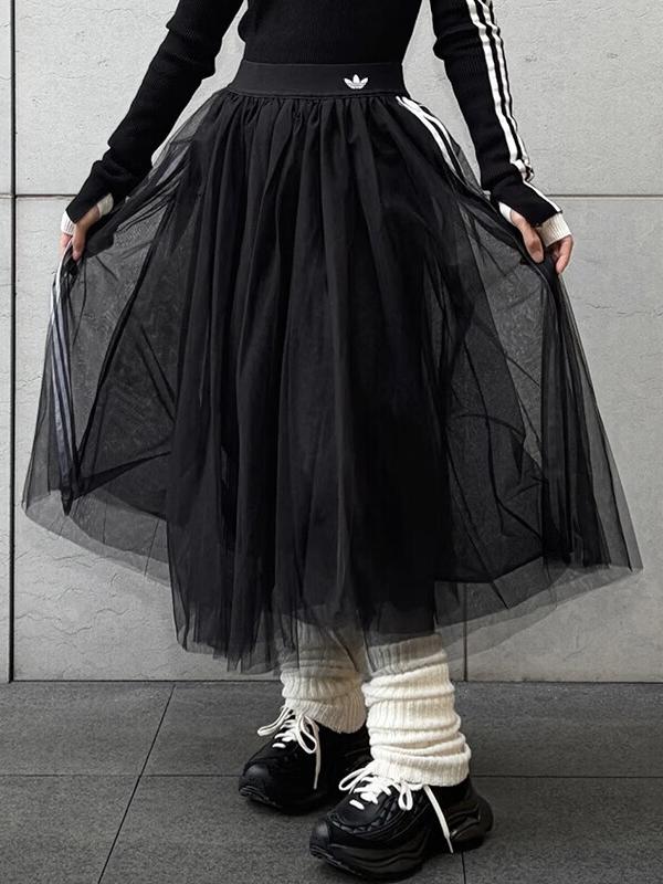 推荐商品：adidas Originals/三叶草 2026SS 薄纱纯色耐磨半身长裙 女装 KS6563 黑