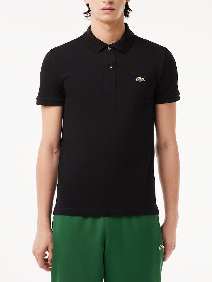 推荐商品：LACOSTE/鳄鱼 徽标凸纹纯棉网球短袖Polo L1212 黑/鳄鱼