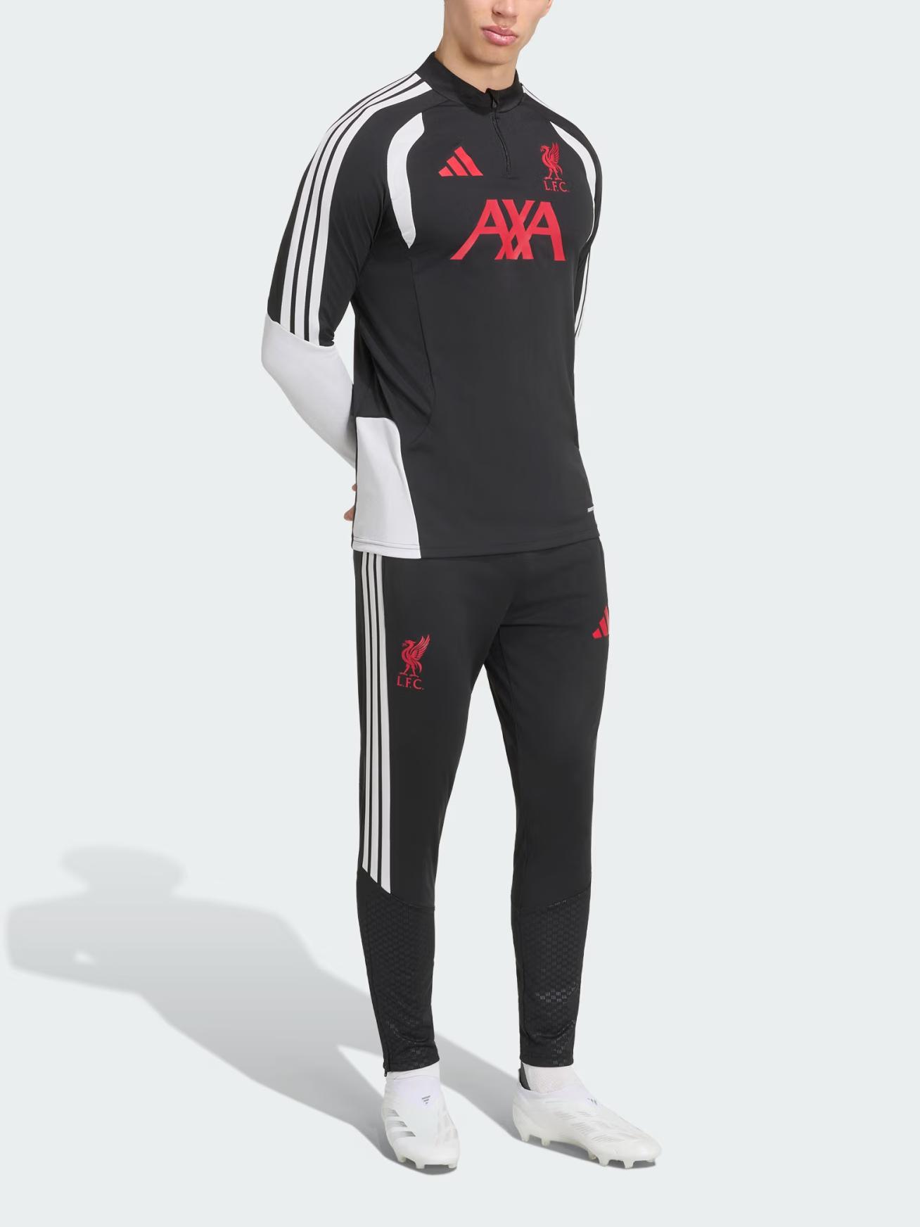 推荐商品：Adidas/阿迪达斯 修身半拉链长袖足球服 黑