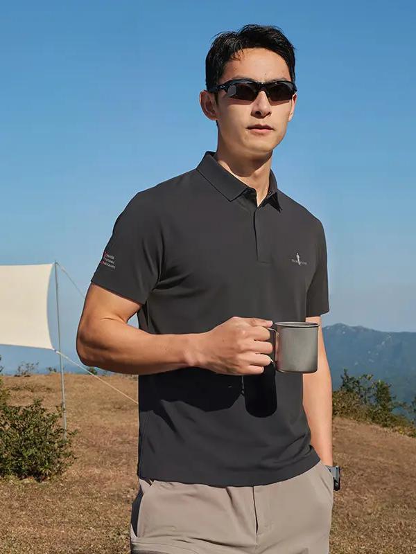 推荐商品：比音勒芬 防晒吸湿速干短袖Polo衫 3722515107X-07 黑