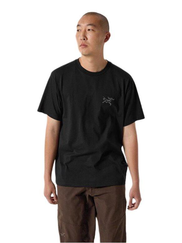 推荐商品：Arc'teryx/始祖鸟 Kragg系列透气棉质落肩印花刺绣图案圆领短袖T恤 X000009533 黑