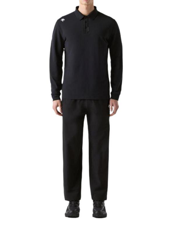 推荐商品：DESCENTE/迪桑特 亲肤透气长袖Polo衫 SR123UPL11 黑