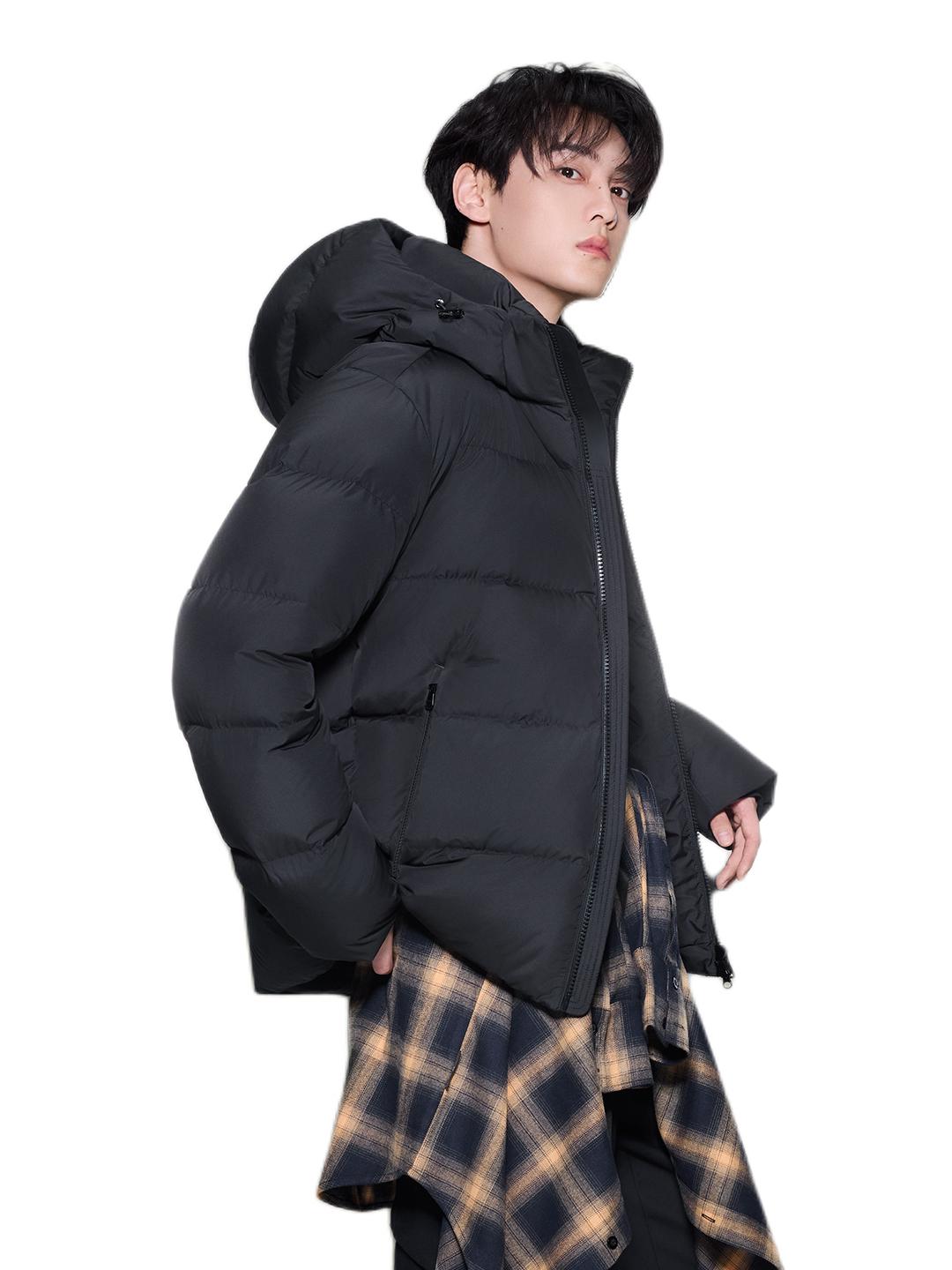 推荐商品：【田栩宁同款】高梵 黑金 可脱卸帽加厚长袖短款羽绒服 GH252511 黑
