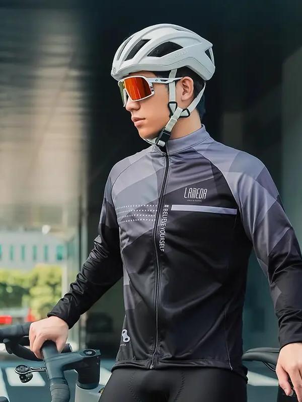 推荐商品：LAMBDA/兰帕达 防风防水加绒保暖骑行服 灰蓝